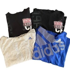 𝅺SET of 4 teens boys long sleeved t-shirts and hoodies adidas Sz L